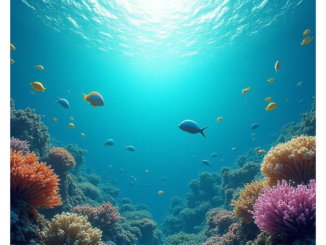 海洋生態系の健康を示すグラフとAI監視アイコン