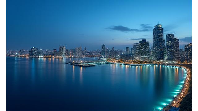 東京湾の都市と水域の風景