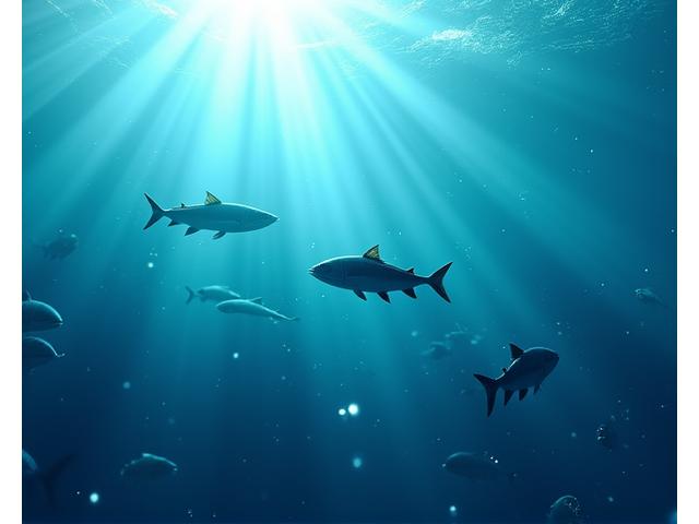 AIが魚群の動きを予測している概念図