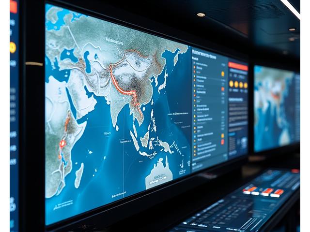 漁船のリアルタイム位置と海洋データが表示された監視画面