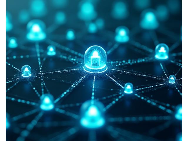 デジタルネットワークの安全対策を示す抽象的なイラスト