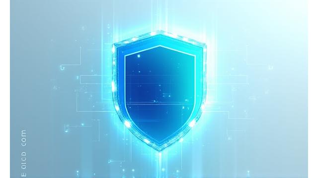 データの盾と鎖が描かれた抽象的なイラスト