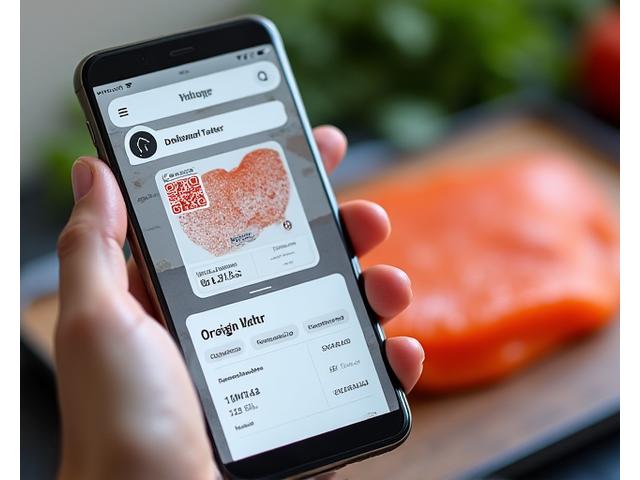 消費者がQRコードをスキャンして水産物の情報を確認しているスマートフォンの画面デモ