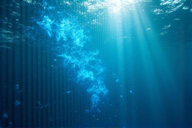 水中IoTセンサーが魚種の群れを識別する様子